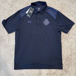 Men’s Size Large Under Armor Naval Academy Navy Midshipmen Polo Shirt Blue NCAA